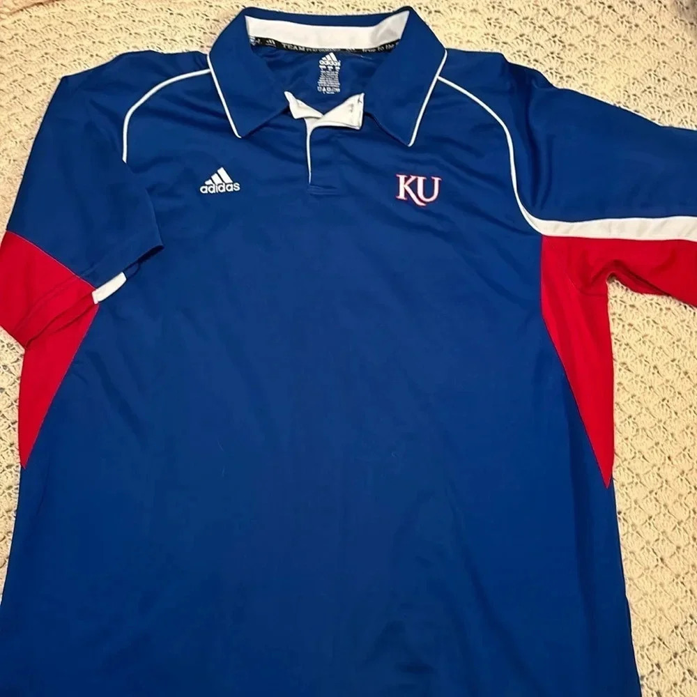 Adidas ClimaCool KU Kansas Jayhawk Men’s Team Apparel Polo shirt XL